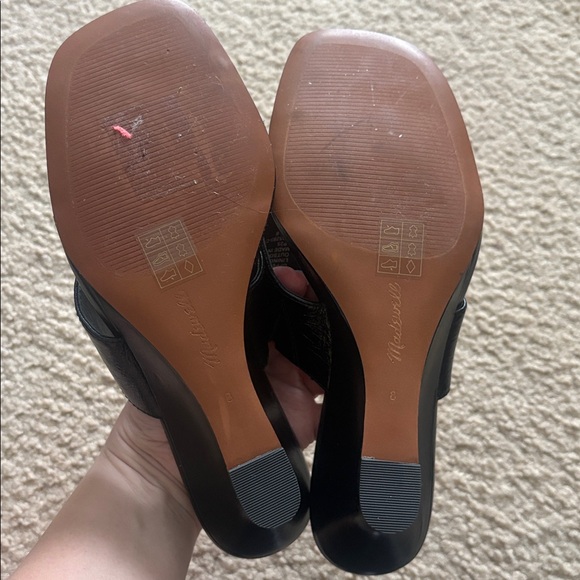 Madewell Deanna Thong 3" Wedge Heel Leather Sandal Black Sz 8 - Picture 5 of 7